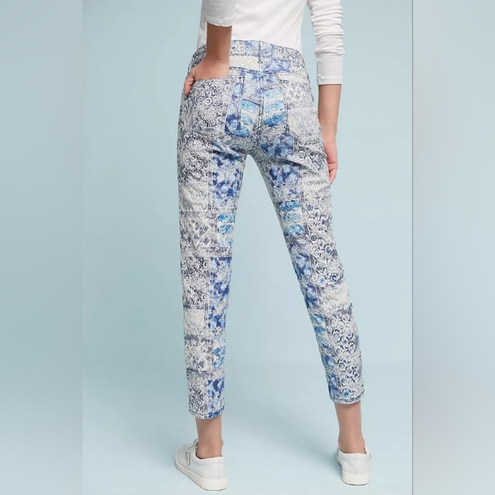 Anthropologie Pilcro Stet Mid-Rise Jacquard Skinny Jeans Sz 31